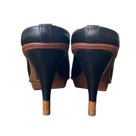 LeifsDottir Anthropologie Mule Heels Black Leather Platform Women Sz 36 US 5.5-6 - Picture 6 of 10